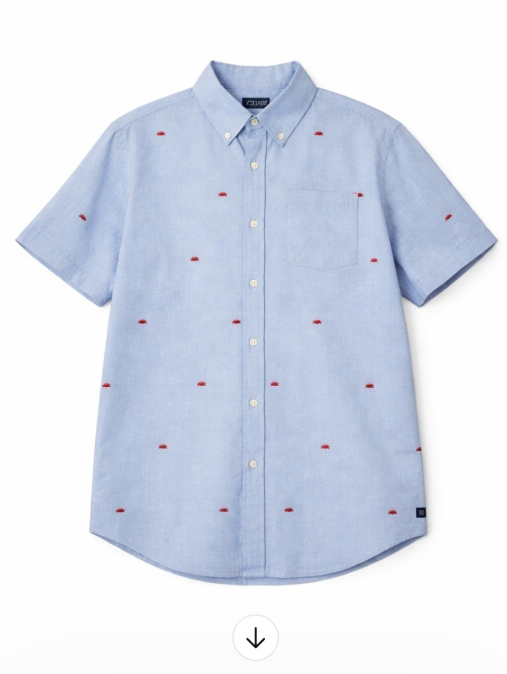 Men's Light Blue Button-Down Shirt with Red Accents